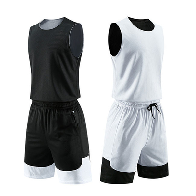 Double Sided Football Training Tracksuits Black Red White Reversible Basketball Jerseys