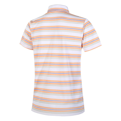 87% Polyester Golf Yellow And White Striped T Shirt Business Casual Collared Shirt