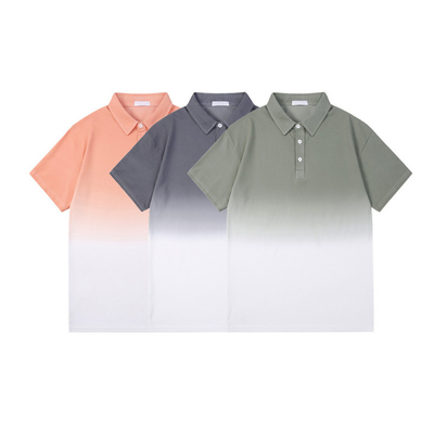 Hanging Dye Teenage Gradient Tee Shirt Button Up Short Sleeve Polo Shirts