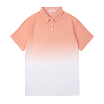Hanging Dye Teenage Gradient Tee Shirt Button Up Short Sleeve Polo Shirts