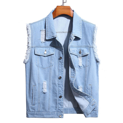 Manufactuer OEM Light Blue Oversized Woman Sleeveless Denim Vest