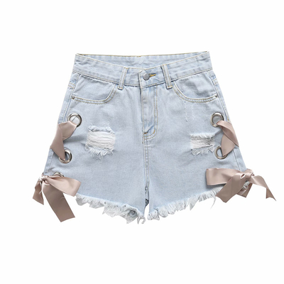Manufactuer Customized Vintage Distressed Woman Denim Shorts