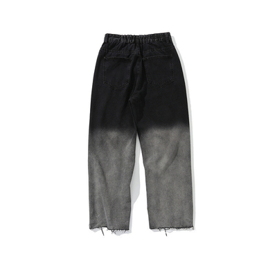OEM MOQ 100pcs Black Ripped Jeans Fashion Men's Loose Pants Denim Manufacturer