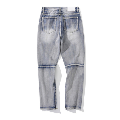 OEM Washed Blue Ripped Jeans Unisex Split Pants With Graffiti Denim Manafacturer