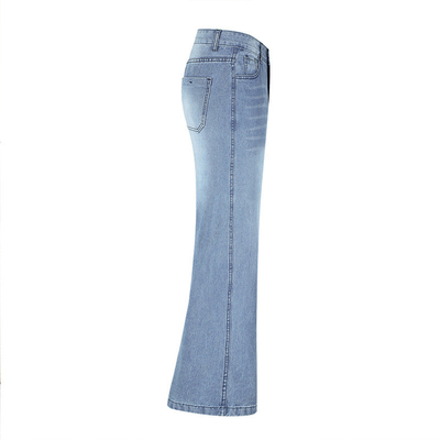 Bespoke Manufactuer Autumn High Waisted Blue Wide Leg woman Jeans