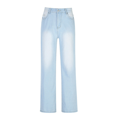 Bespoke European American High Waisted Loose Wide Straight Leg Jeans For Women