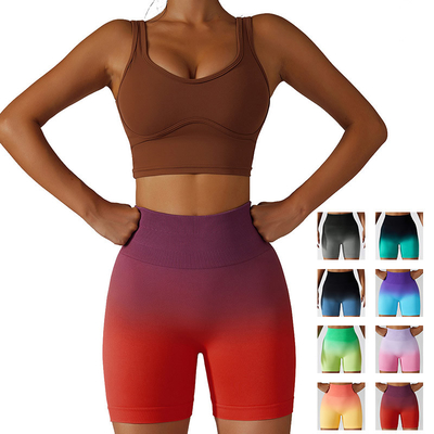 European American OEM Gradual Color Breathable Tight High Waist Stretch Yoga Shorts