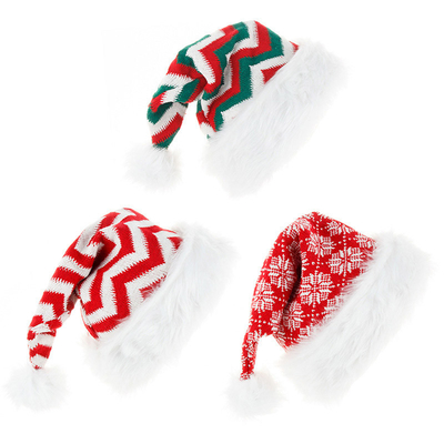 Custom Knitted Wool Santa Hat Christmas Plush Striped Hat Holiday Decorations