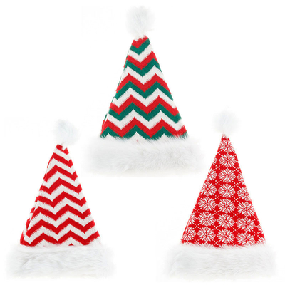 Custom Knitted Wool Santa Hat Christmas Plush Striped Hat Holiday Decorations