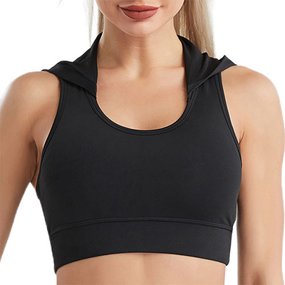 OEM Solid Racerback Hollow Out Hooded Sports Bra Women Gym Biker Workout Tops