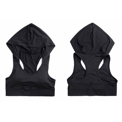OEM Solid Racerback Hollow Out Hooded Sports Bra Women Gym Biker Workout Tops