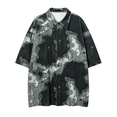 OEM maufactory  Short -sleeved shirt boys Ins American lazy wind five -point sleeve shirt loose casual summer