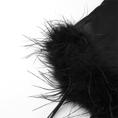 Ladies Summer Black Halter Nightdress Loose Ice Silk Short Pajamas With Feather
