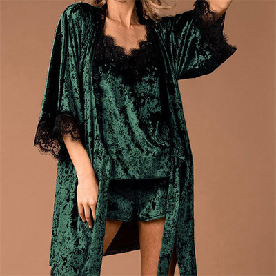 2021 Fashionable Short Tank Top Sexy Lace Bathrobe For Women Home Wear