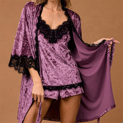 2021 Fashionable Short Tank Top Sexy Lace Bathrobe For Women Home Wear