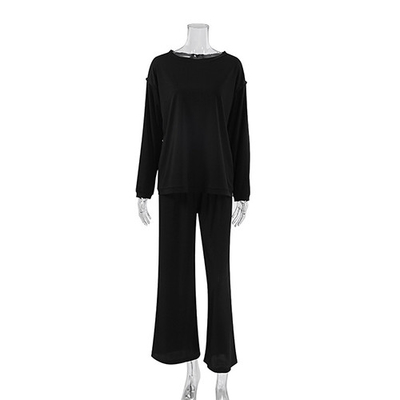 2022 Trend Knitted Long Sleeved Ice Silk Pajamas Set Outer Wear For Ladies