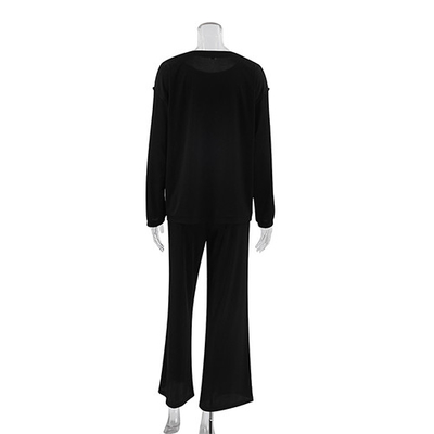 2022 Trend Knitted Long Sleeved Ice Silk Pajamas Set Outer Wear For Ladies