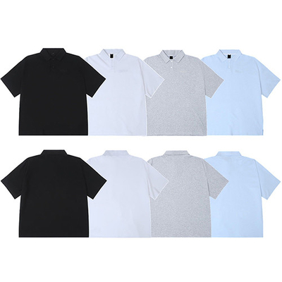 80% Cotton Simple Solid Color Letter Embroidered Short Sleeve Polo T-Shirt For Men