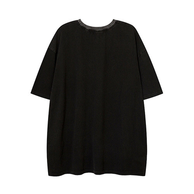 2022 100% Pure Cotton Trend Unisex Dark Loose Round Neck Short Sleeve T Shirt