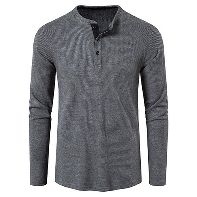 Spring And Autumn 95% Polyester Solid Long Sleeve Round Collar T-Shirt For Men