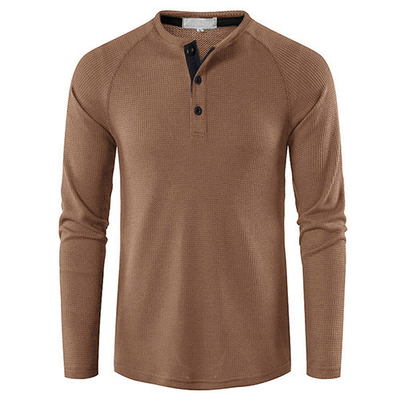Spring And Autumn 95% Polyester Solid Long Sleeve Round Collar T-Shirt For Men