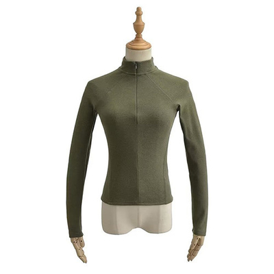 2023 Spring Double Sided German Velvet Raglan Sleeve Zipper Bottom Top Women'S T-Shirt