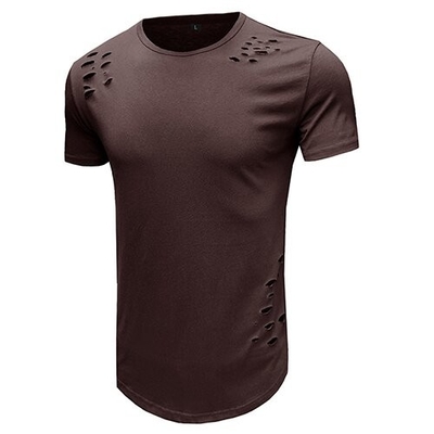 OEM maufactory  Summer Round Collar Solid Color T Shirt Male Loose Short Sleeve