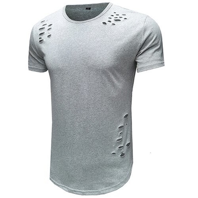OEM maufactory  Summer Round Collar Solid Color T Shirt Male Loose Short Sleeve