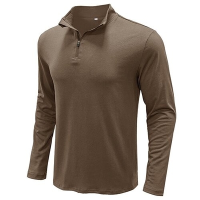 OEM maufactory  Autumn Winter European American Stand Up Collar Solid Color POLO Men'S Long Sleeve