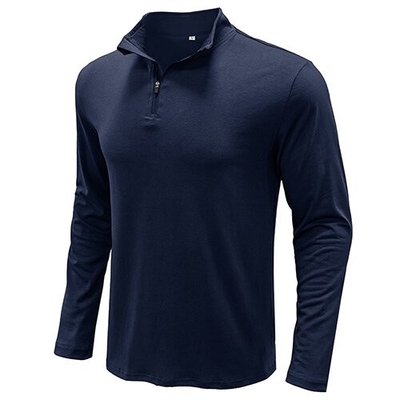 OEM maufactory  Autumn Winter European American Stand Up Collar Solid Color POLO Men'S Long Sleeve