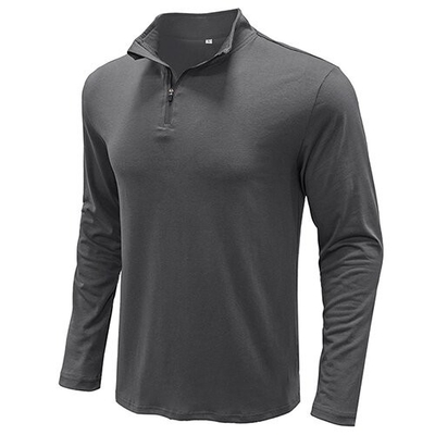 OEM maufactory  Autumn Winter European American Stand Up Collar Solid Color POLO Men'S Long Sleeve