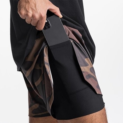 OEM maufactory  European and American men's casual double -layer shorts in summer sports fitness running