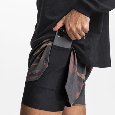 OEM maufactory  European and American men's casual double -layer shorts in summer sports fitness running