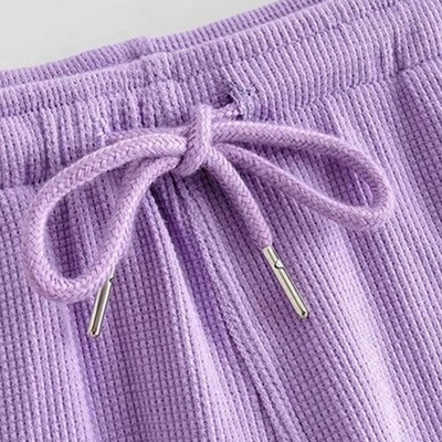 OEM maufactory  Summer Home Casual Wide Leg Pants Female BM Thread Elastic Loose Waist Sports Shorts