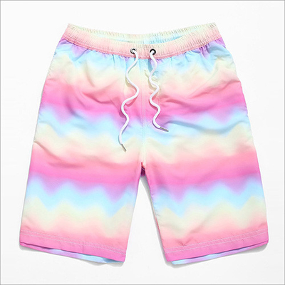 Summer Digital Print Rainbow Gradient Loose Shorts For Men And Women