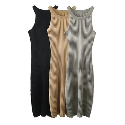 OEM maufactory  Summer Narrow Shoulder Vest Skirt Sleeveless New Side Split Pits Sexy Hip Skirt