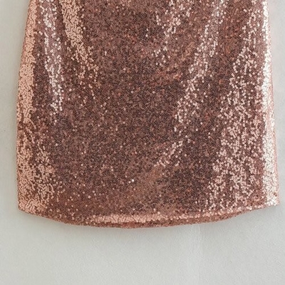 OEM maufactory  Sexy Sleeveless Temperament Sequins Polyester Skirt V Neck Skirt Dress
