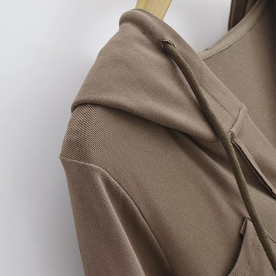 Summer V Neck Long Sleeved Slim Hooded Dress With Side Slit Buttock Skirt