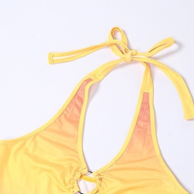 OEM maufactory European and American style 2023  spring women's new sexy hollow hanging neck open back gradient colorful