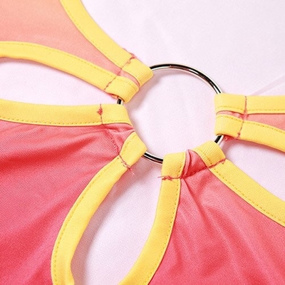 OEM maufactory European and American style 2023  spring women's new sexy hollow hanging neck open back gradient colorful