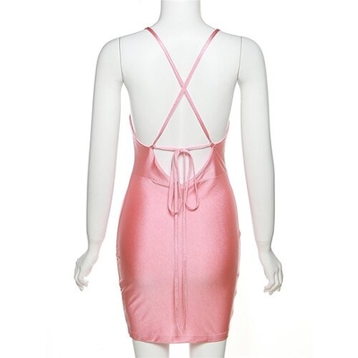 OEM maufactory 2023 custom apparel spring and summer women's new fashion sleeveless short   v -neck dress