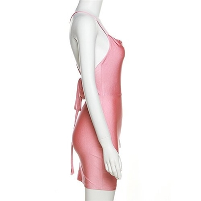 OEM maufactory 2023 custom apparel spring and summer women's new fashion sleeveless short   v -neck dress