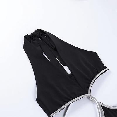 OEM maufactory sexy skirt spring new polyester sleeveless  deep V beauty back waist hollow bag dress