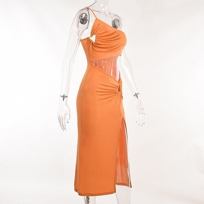 OEM maufactory Holiday style shoulder hollow polyester sleeveless  women's sexy skirt fashion hot girl slim skirt