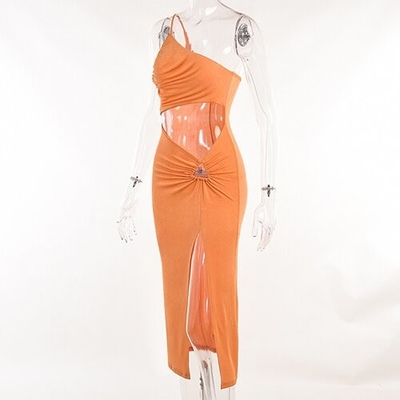 OEM maufactory Holiday style shoulder hollow polyester sleeveless  women's sexy skirt fashion hot girl slim skirt