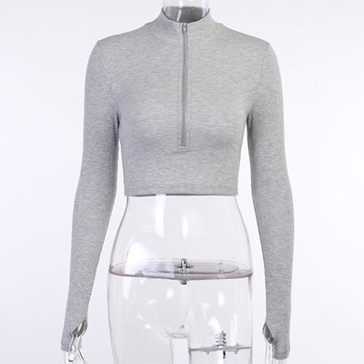 OEMmaufactory Autumn  New Slim Solid Sympotic cotton v-neck Long -sleeved Top