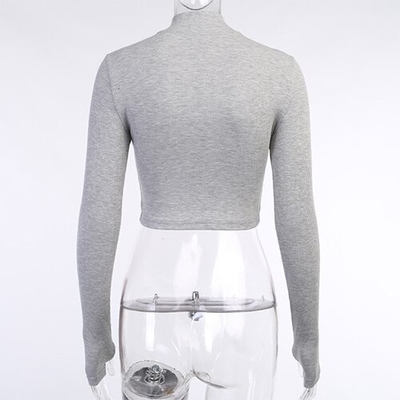 OEMmaufactory Autumn  New Slim Solid Sympotic cotton v-neck Long -sleeved Top
