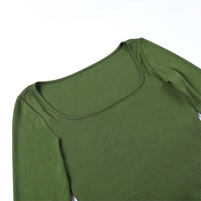 OEM maufactory Casual Top Female Autumn Polyester Long Sleeve Sexy Circular Babes U Collar T Shirts
