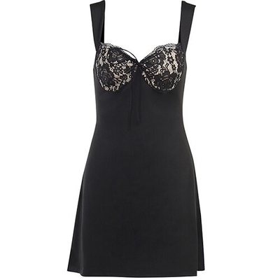OEM maufactory Skirts Autumn cross -border new sexy sleeveless lacewave collar short skirt dress