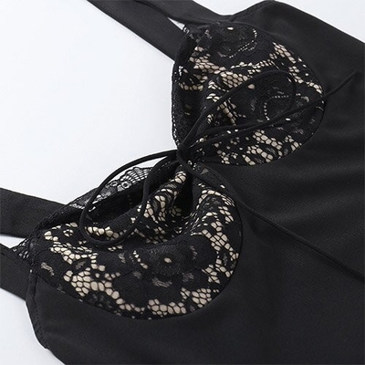OEM maufactory Skirts Autumn cross -border new sexy sleeveless lacewave collar short skirt dress